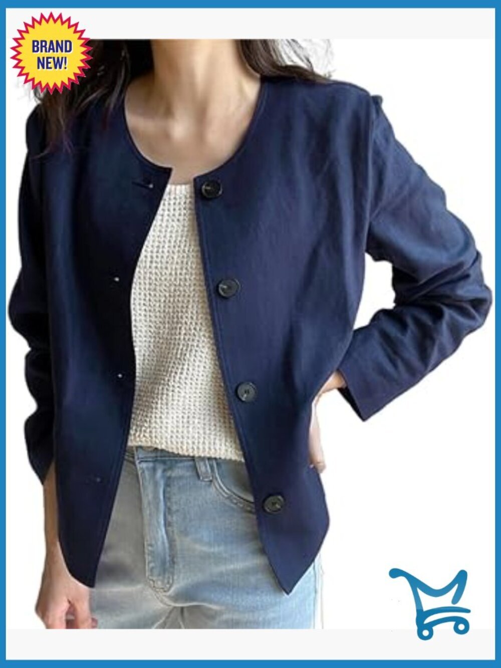 Lightweight Linen Blazer Cardigan Long Sleeve Notch Collar